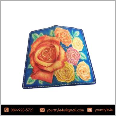 กระเป๋าสตางค์หนังแท้ Handmade 100% ลายนูน3มิติลวดลายกุหลาบ
